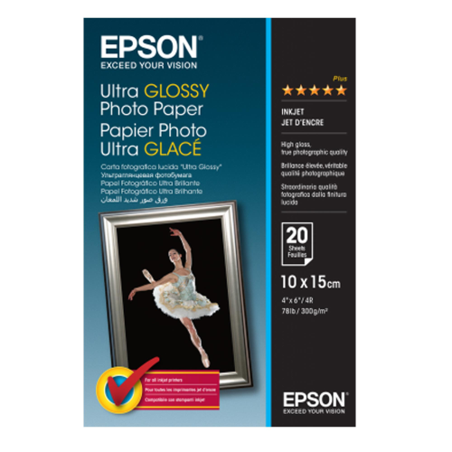 Epson Ultra Glossy Photo Paper - Lucido - 100 x 150 mm 20 fogli carta fotografica - per EcoTank ET-1810, 2810, 2811, 2814, 2815, 2820, 2825, 2826, 2850, 2851, 2856, 4800, 4850
